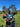 Golf clubs in a bag with a golf course in the background
