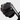 Set of golf clubs with black leather covers on a light gray background