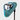 Golf club head cover with cyan blue leather on a light gray background