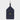 Navy leather golf tee holder tag with 'DK' initials on a light gray background