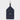 Navy leather golf tee holder tag with 'DK' initials on a light gray background