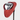 Close-up of a golf club head with a red leather cover on a white background