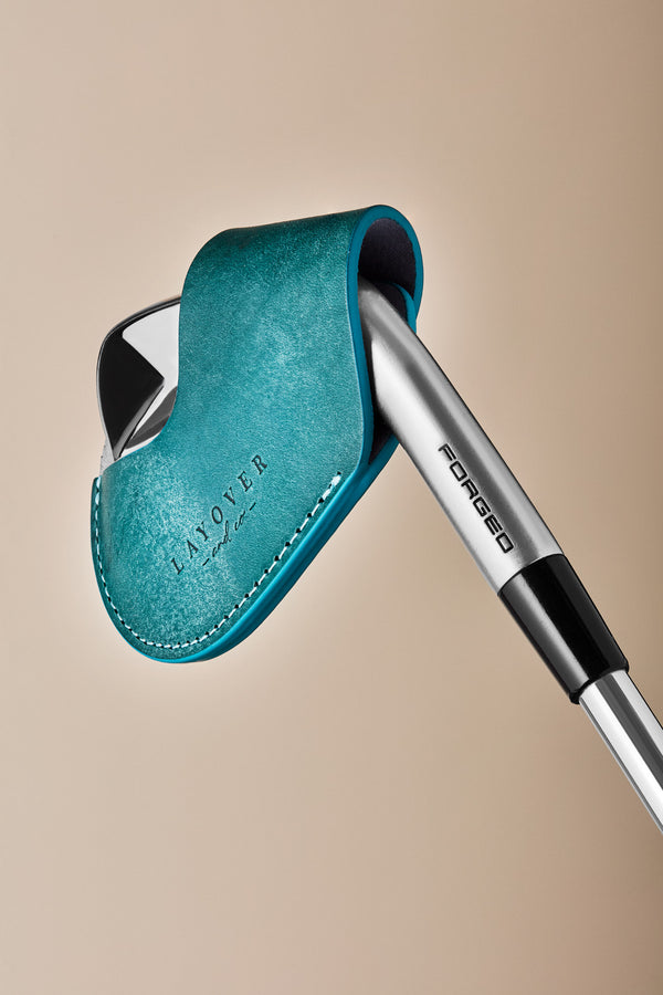 Cyan blue leather magnetic iron covers on forged iron